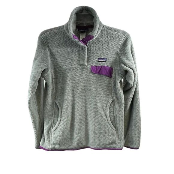 Patagonia Re-Tool Snap T Fleece Gray Purple Pullover Size S - Picture 1 of 10
